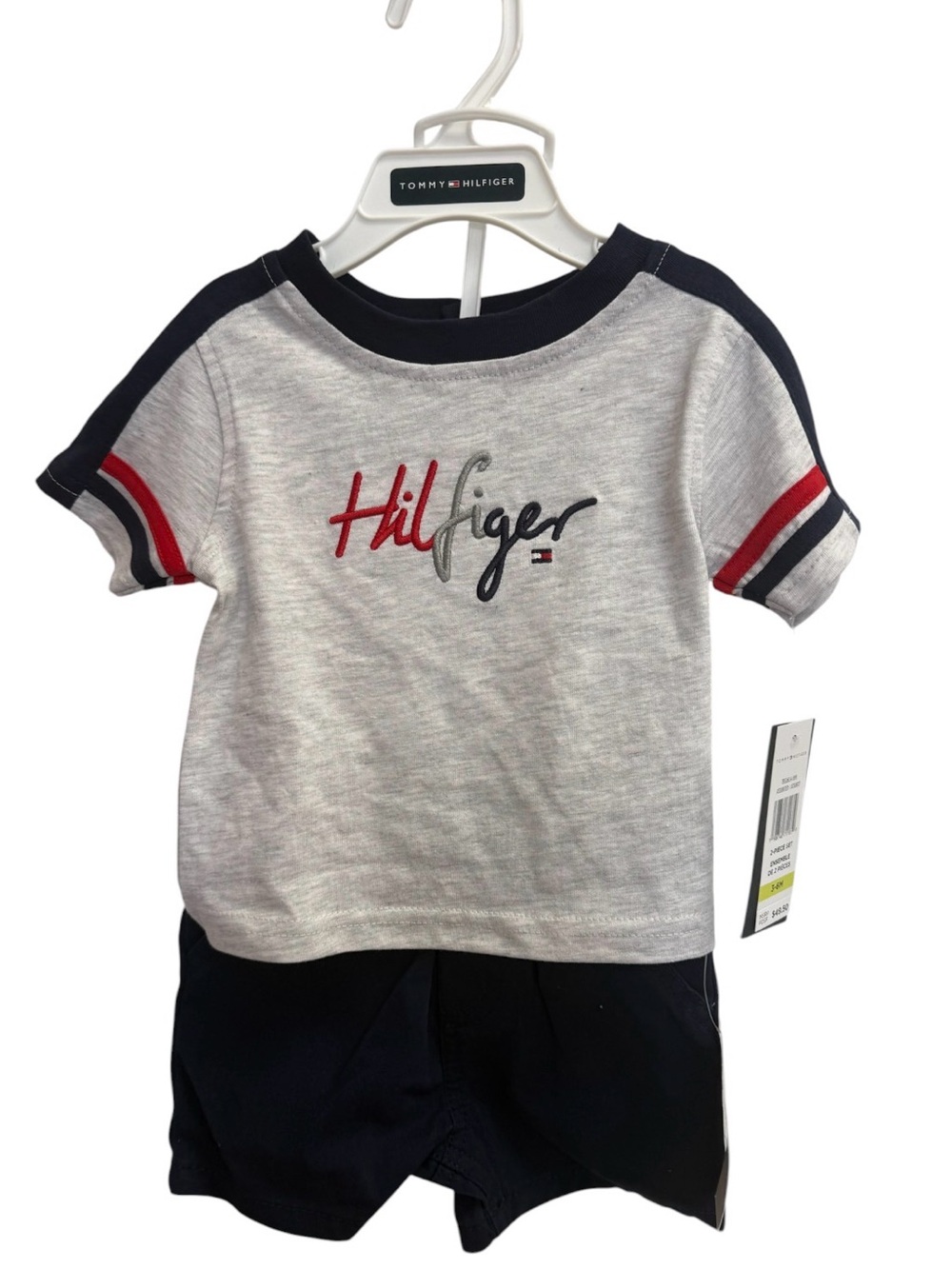 Tommy Hilfiger Gray, Navy & Red Short Sleeve Logo Tee